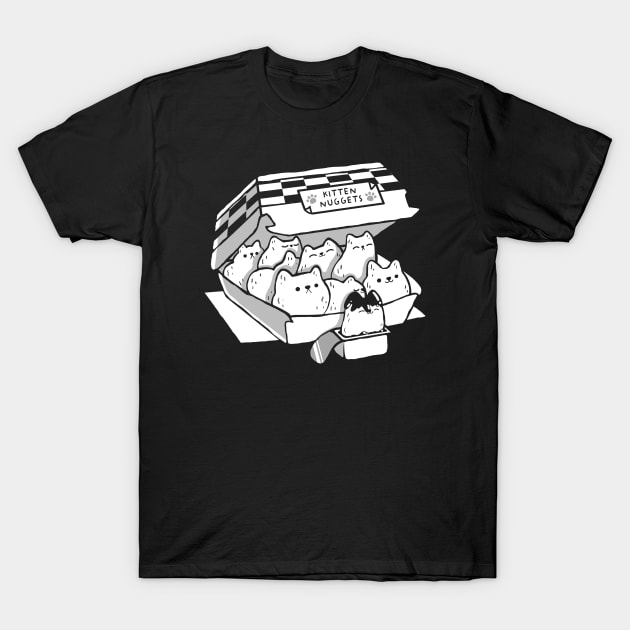 Kitten Nuggets Fast Food Cat Black and White by Tobe Fonseca T-Shirt by Tobe_Fonseca